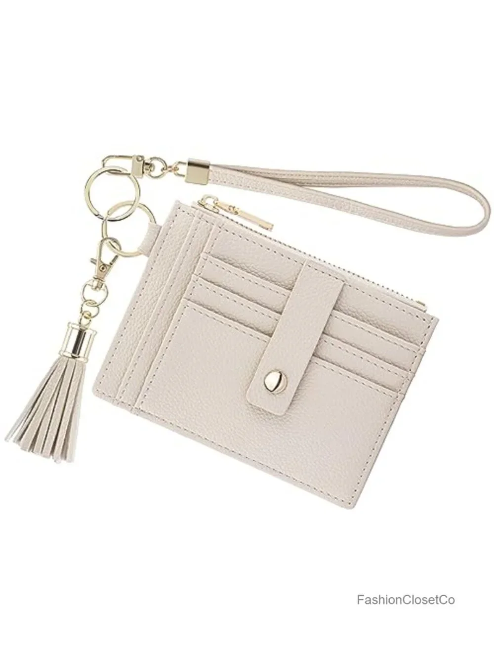 RFID Blocking Wristlet Keychain Wallet with Card Slots and Zipper Compartment
